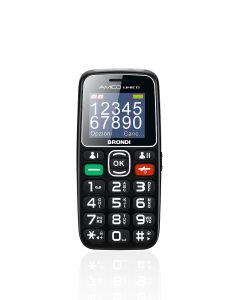 BRONDIMC12348BRONDI BRAVO BRIGT TELEFONO CORDLESS DECT PER ANZIANI 3 TASTI  PER CHIAMATE DIRETTE AUDIO POTENZIATO BIANCO/BLU