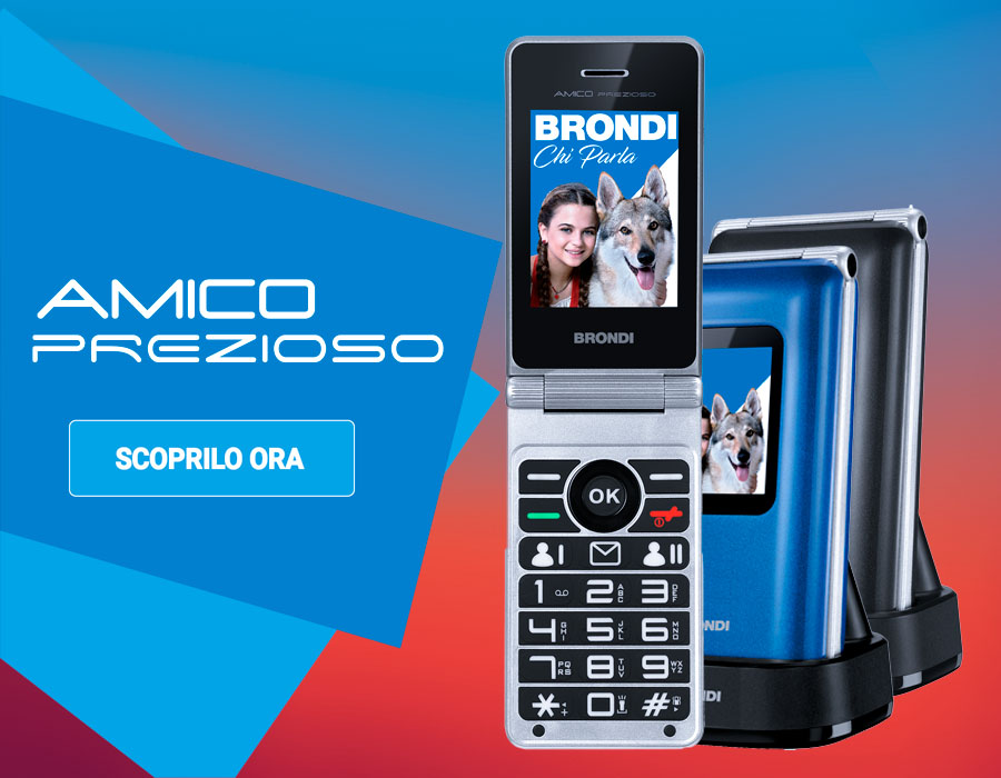 BRONDIMC12348BRONDI BRAVO BRIGT TELEFONO CORDLESS DECT PER ANZIANI 3 TASTI  PER CHIAMATE DIRETTE AUDIO POTENZIATO BIANCO/BLU